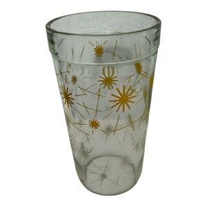 MCM 50s Vintage Atomic White And Yellow Starburst Glass